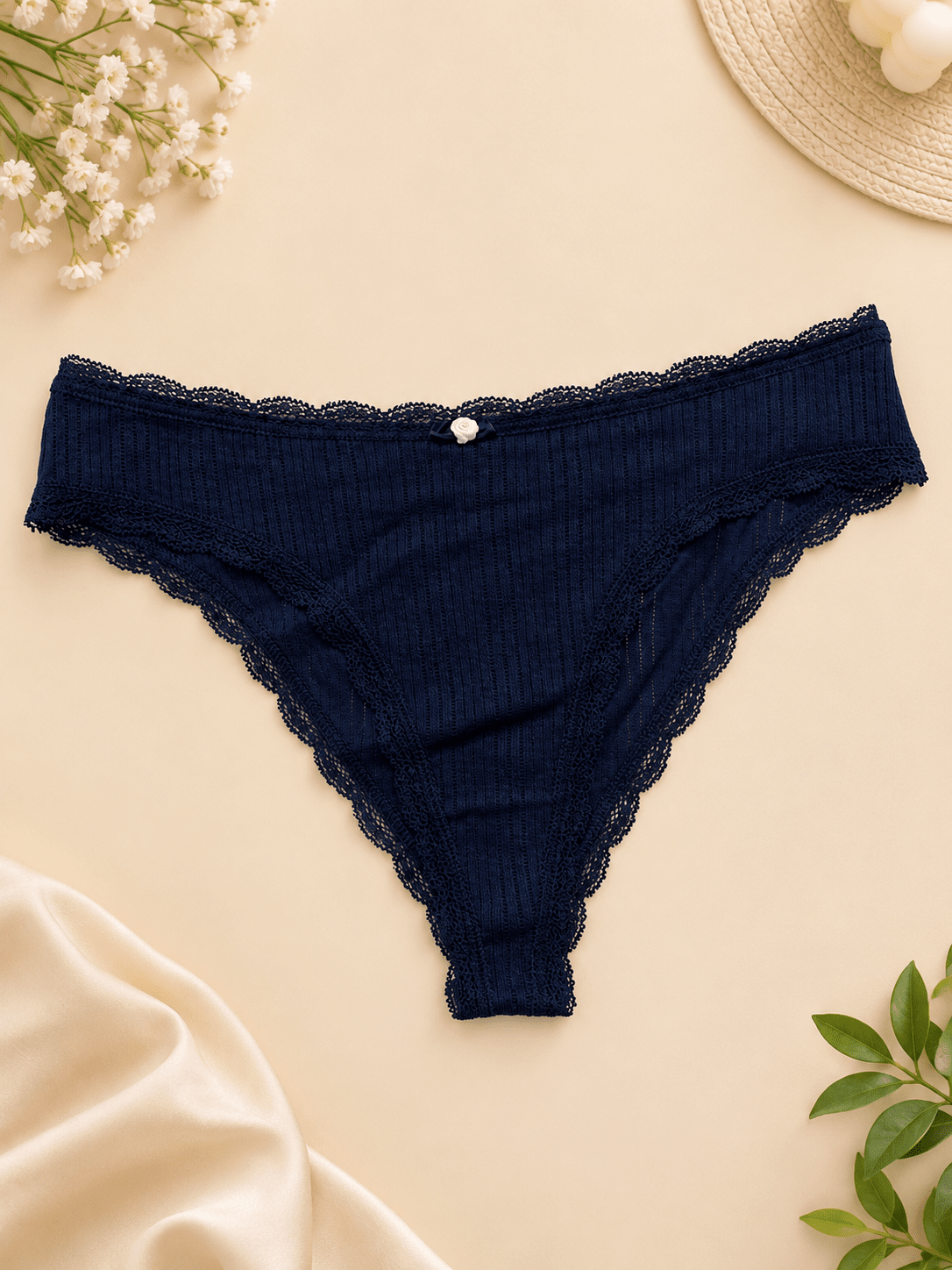 Womens Ribbed Cotton Thong Panty - Image 3